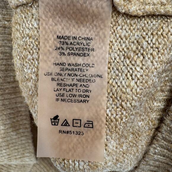 Vince Camuto Crewneck Rough Seam Boxy Sweater Womens Medium Beige Tan - Picture 9 of 11